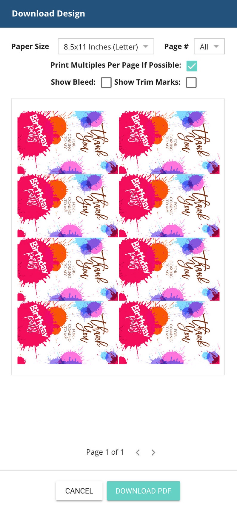 Art Paint Party Favor Tags Printable Birthday Party Favor | Etsy