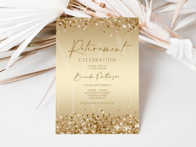 Printable Surprise Retirement Party Invitation Template Gold Etsy
