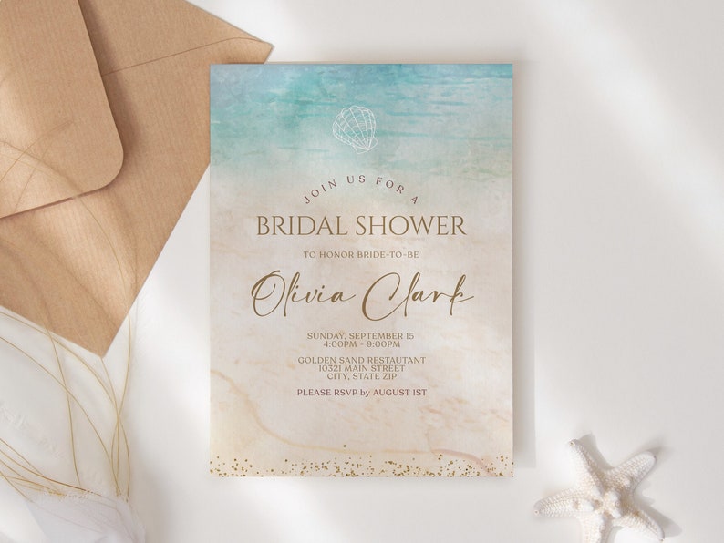 Editable Beach Bridal Shower Invitation Template Tropical - Etsy