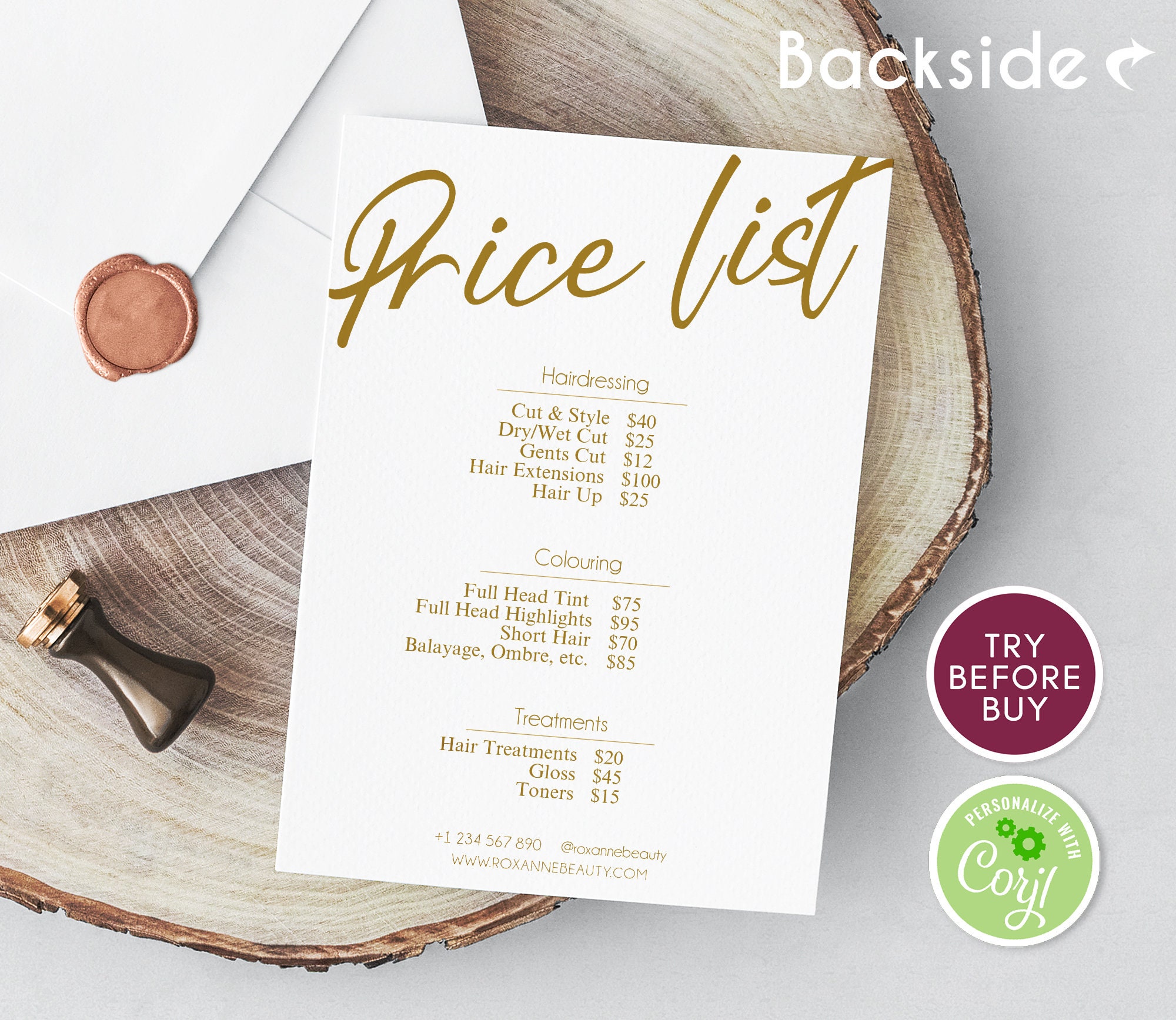 Gold Price List Editable Business Price List Template | Etsy
