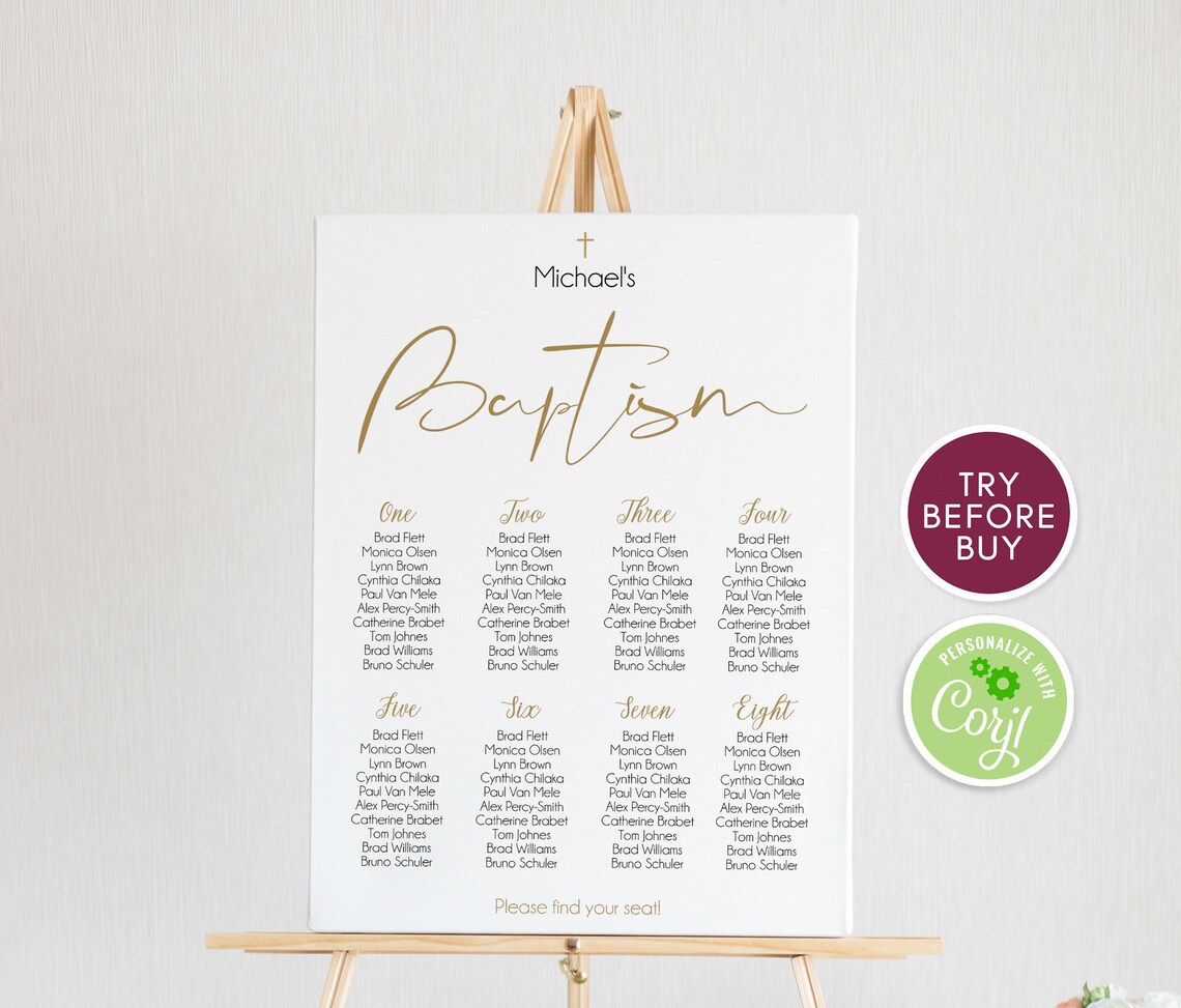 Printable Baptism Seating Chart Sign Template DIY Seating | Etsy