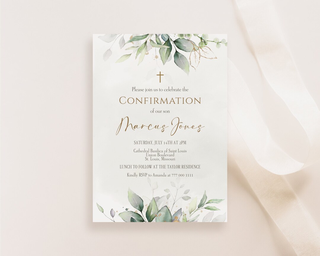 Printable Confirmation Invitation Template, Greenery Watercolor Invite ...