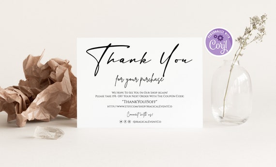 Printable Thank You for Your Order Cards Template Small | Etsy