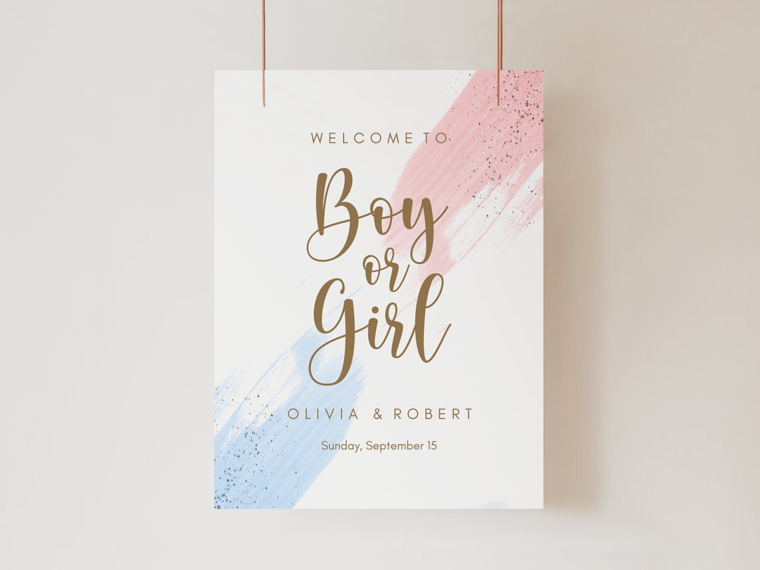 Printable Boy or Girl Party Welcome Sign Template, Gender Reveal Sign ...