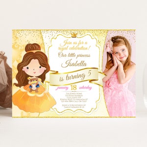 Beauty and The Beast Invitation Template, Editable Beauty The Beast Birthday Invitation with Photo, Printable Invite Party, Instant Download