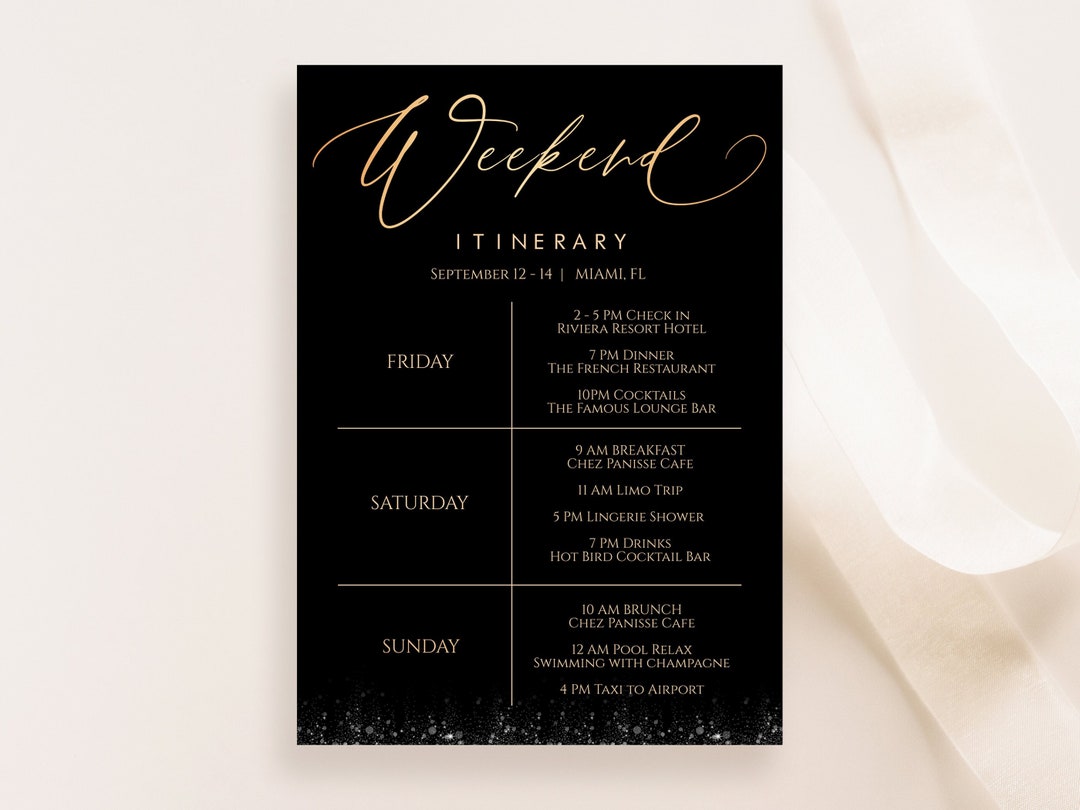 Printable Itinerary Template, Editable Weekend Itinerary, Hens Party ...