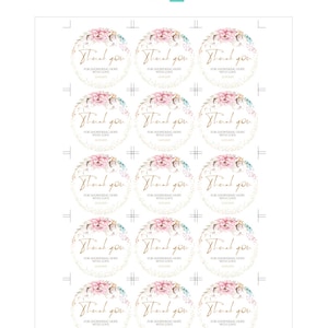 Editable Floral Circle Tags, Round Labels Template, 2 Inches, Thank You Tags, Baby Bridal Shower ...