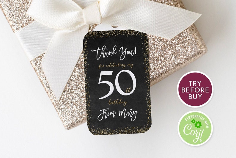 50th Birthday Tags Favor Tags Printable Thank You Tag - Etsy
