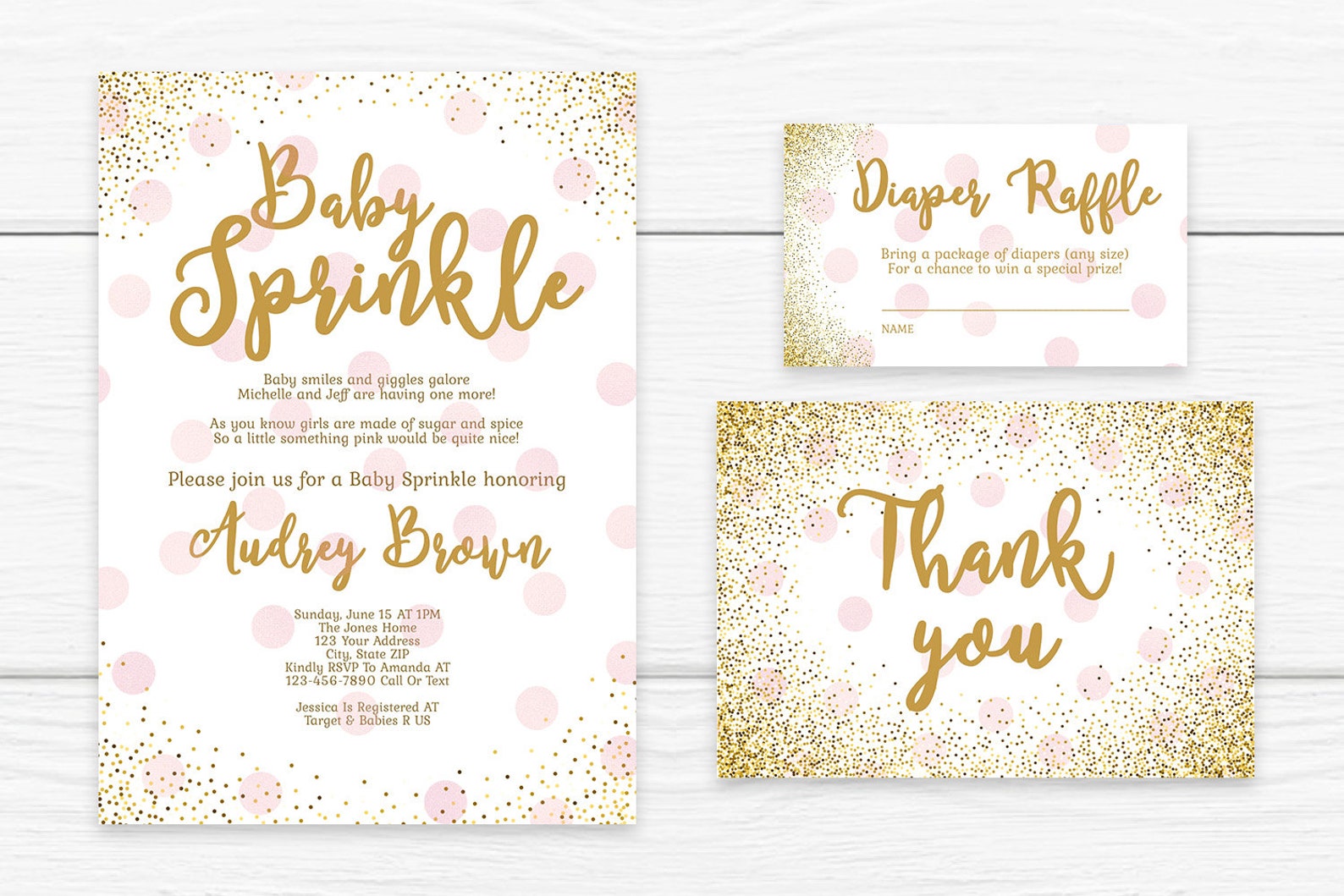 Girl Baby Sprinkle Invitation Blush Pink & Gold Baby Sprinkle Etsy