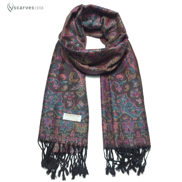 Écharpe pashmina, fleurs, châle, festival, écharpe violet, châle pashmina, design, écharpe bohème, hippie, bohème, turban, écharpe chaude, écharpe unisexe, idée cadeau