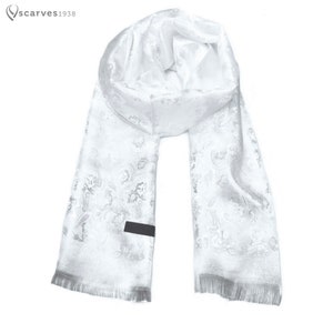 White flowers silk scarf, Silk Scarf, festival scarf, elegant scarf, paisley,boho, bohemian scarf,gypsy,Blossom Design Scarf,silk head scarf