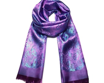 Purple silk scarf,Gift for her,shawl,festival scarf,Bridesmaid scarf,flowers scarf,unisex scarf,boho scarf,bohemian scarf,gypsy,silk scarf