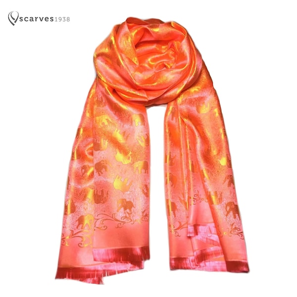 Orange silk Scarf,designer scarf silk,Gift for her,shawl,festival scarf,scarves,paisley,boho scarf,hippie scarf,bohemian,gypsy,woman scarf