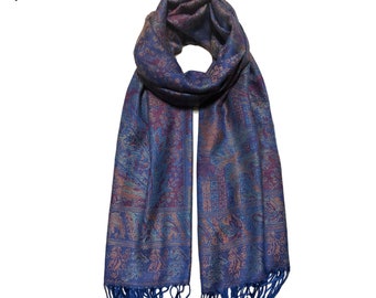 Blauer Damen Schal Pashmina Schal Geschenk idee, Festival Schal Kopf wickelt Boho Schal Hippie Boho Turban Pashmina Tuch Scarves1938 Schal Wraps