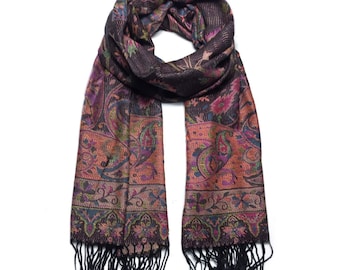 Pashmina Scarf,paisley,shawl and wrap,festival scarf,scarves1938,hippie,soft scarf,unisex,unique,colorful pahmina,Paisley meditation shawl