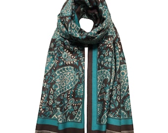 Black and green cashmere Scarf winter scarf Accessory Paisley cashmere scarf Soft Silky black unisex men women Gift Gold edition Scarves1938
