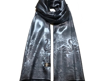 Bufanda de seda para mujer Idea de regalo Bufanda de seda para festivales Bufanda de seda azul/gris Amante de los elefantes Accesorios hippies Bufanda suave Bufandas1938 Chales/Envolturas