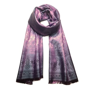 Antique pink/purple silk scarf Gift for her reversible silk scarf paisley scarf unisex scarf bohemian Long Scarf Bridal Shawl Purple scarf