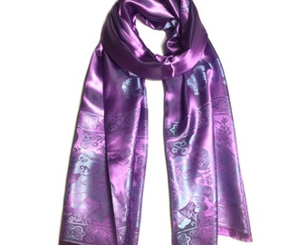 Silk Scarf women,Gift idea,festival,purple scarf,scarves,elephant lover,boho,hippie,bohemian scarf,unisex scarf,Scarves1938,Shawls & Wraps