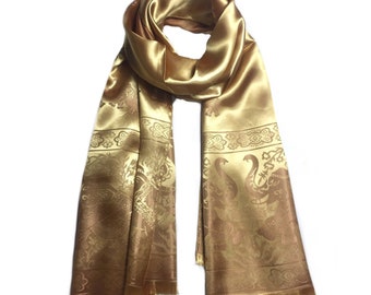 Dark golden Silk Scarf Gift for her shawl & wrap wedding festival scarf scarves1938 elephant lovers hippie scarf bohemian women accessory