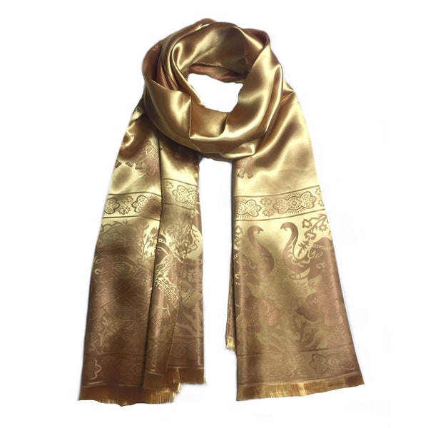 Dark golden Silk Scarf Gift for her shawl & wrap wedding festival scarf scarves1938 elephant lovers hippie scarf bohemian women accessory