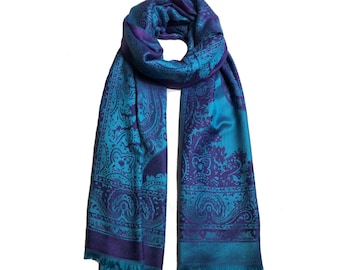 Wendeschal türkis/lila Pashmina Schal Paisley Tuch Für Festival Boho Hippie Tribal Boho Style Geschenk für ihren weichen Frühlingsschal