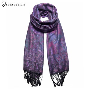 Purple Pashmina Scarf shawl festival scarf paisley pashmina hippie bohemian scarf wedding Rave Scarf Ladies Shawl Festival Scarf Women Wrap