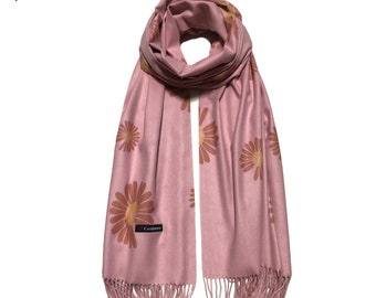 Pink flowers cashmere scarf Gifts for Mom Scarves for Women Christmas Gifts Floral Shawl Birthday Gift for Her Floral Print Scarf pink scarf