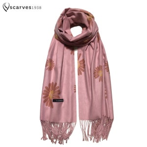 Sciarpa di cashmere con fiori rosa Regali per la mamma Sciarpe per le donne Regali di Natale Scialle floreale Regalo di compleanno per lei Sciarpa con stampa floreale sciarpa rosa