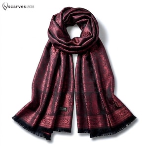 Eleganter roter Seidenschal mit Paisleymuster – Zeitloses Boho-Accessoire – Eleganter Boho-Schal mit Paisleymuster für Damen und Herren – Scarves1938