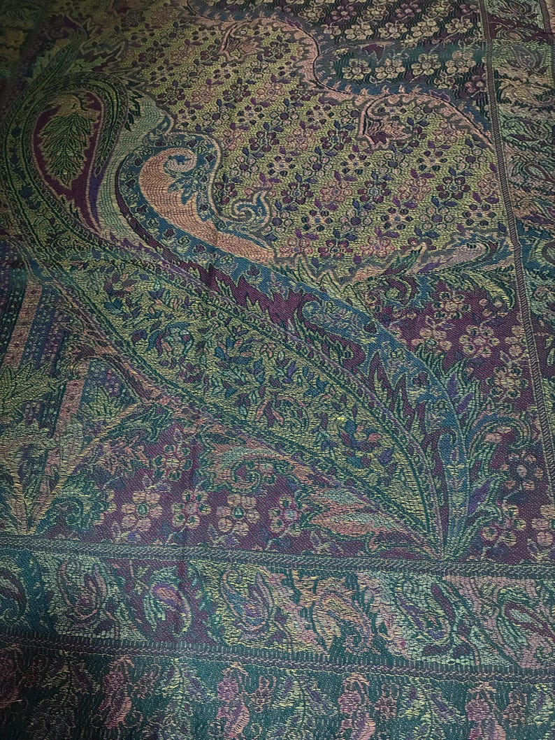 Green/Deep Aubergine pashmina Scarf gift idea shawl festival scarf green woman scarf scarves1938 Rave scarf hippie scarf bohemian scarf warm image 7