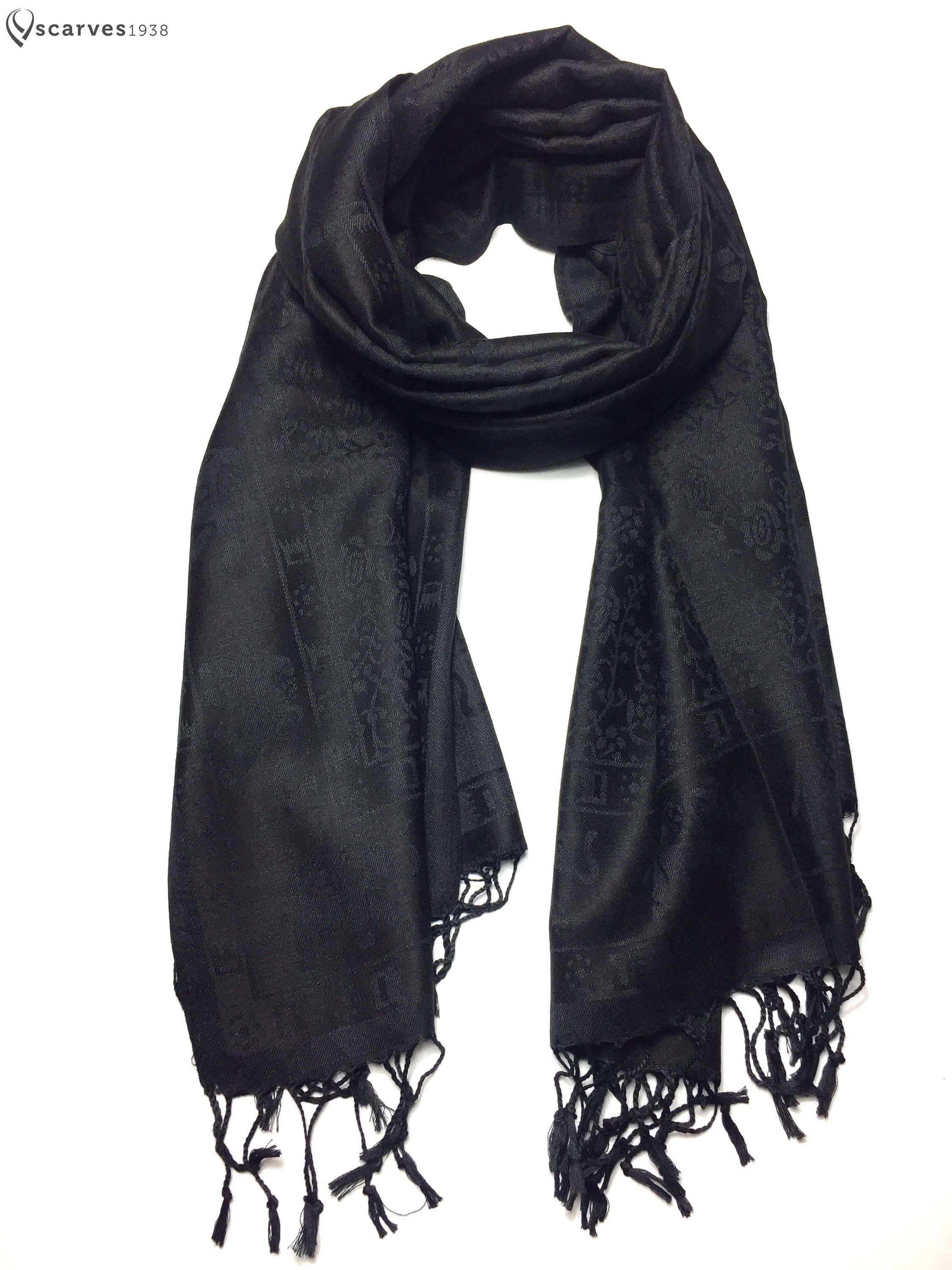 スカーフ Fabio Scarf in Black Wool Mix Wide Knit Ribbed Scarf– Mio Marino