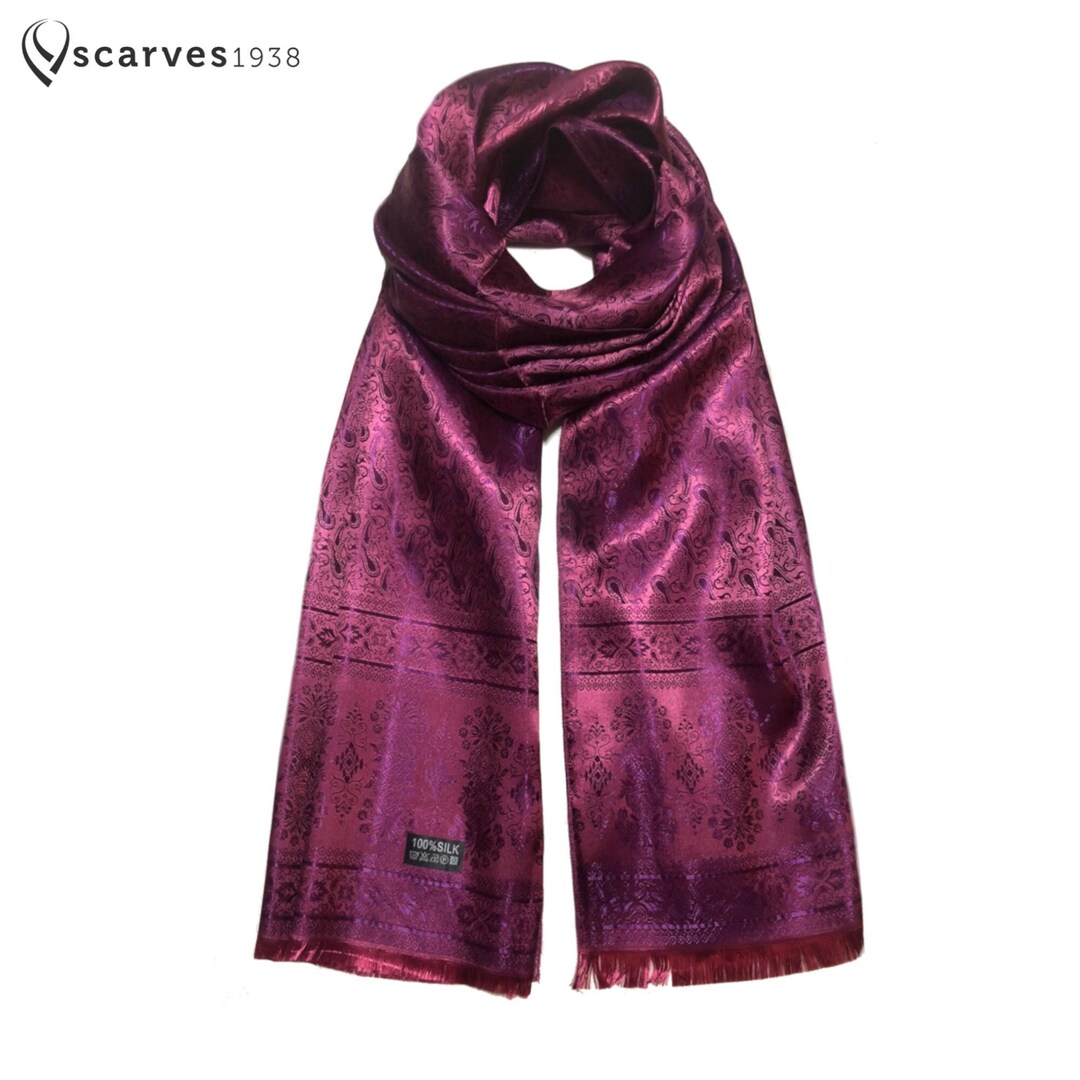 Hot Pink Silk Scarf Paisley Scarf Shawl Festival Scarf Elegant ...