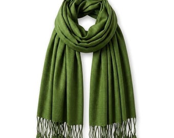 Olive green Raw silk Scarf Gift for her woman's scarf Natural color Casual Handmade scarf handwoven silk Stole Bridesmaid scarf Bridal Shawl