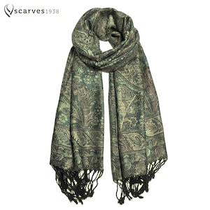 ナチュラルグリーンのパシュミナスカーフ ギフトアイデア ショール&ラップ フェスティバルスカーフ グリーンスカーフ scarves1938 ヒッピースカーフ ボヘミアン レディーススカーフ ブライズメイド