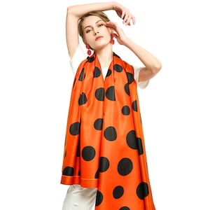 Dots scarf Polka Scarf silky shawl Oversized scarf festival scarf silky scarf Summer Silk feeling scarf Gift Dot Scarf Circle Pattern Dot