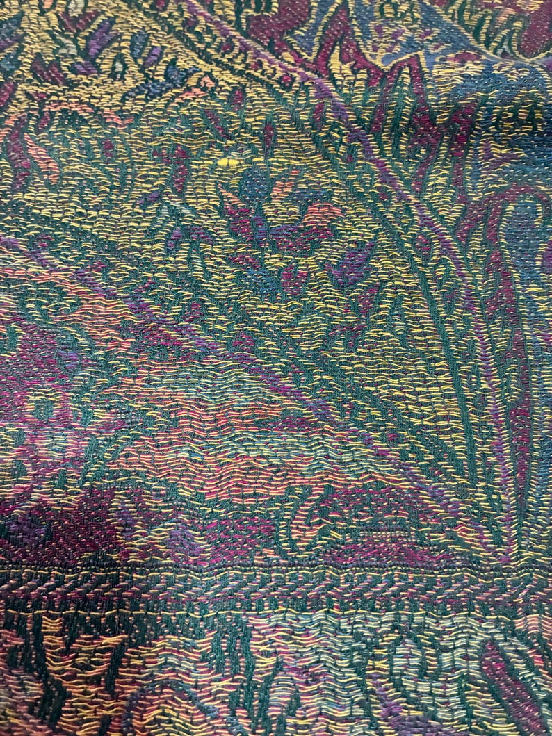 Green/Deep Aubergine pashmina Scarf gift idea shawl festival scarf green woman scarf scarves1938 Rave scarf hippie scarf bohemian scarf warm image 4