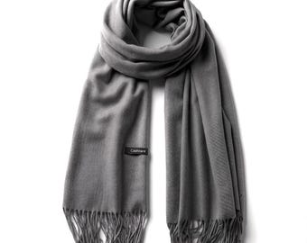 Cachecol cinza macio para o inverno | Xale de lã premium | Estola elegante unissex | Xale minimalista para ele ou para ela | Acessório quente de fibra natural