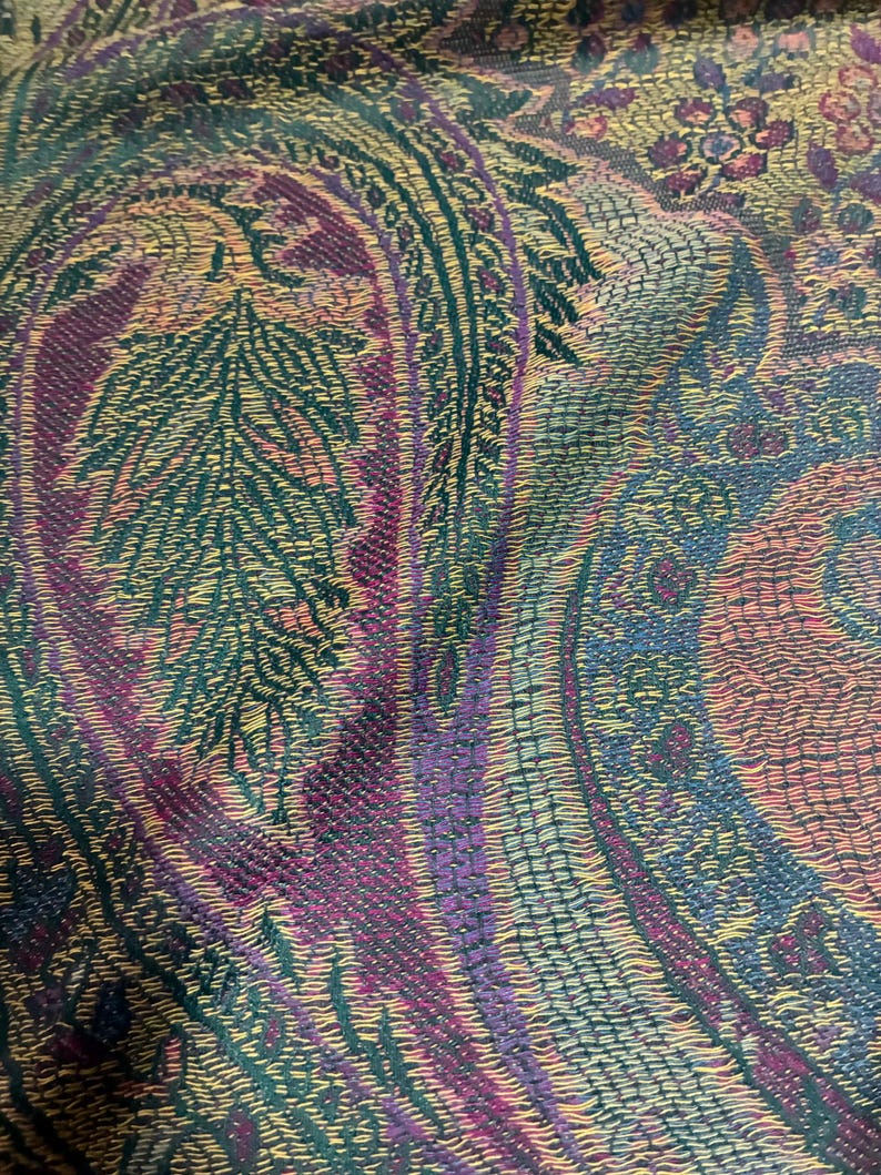 Green/Deep Aubergine pashmina Scarf gift idea shawl festival scarf green woman scarf scarves1938 Rave scarf hippie scarf bohemian scarf warm image 6