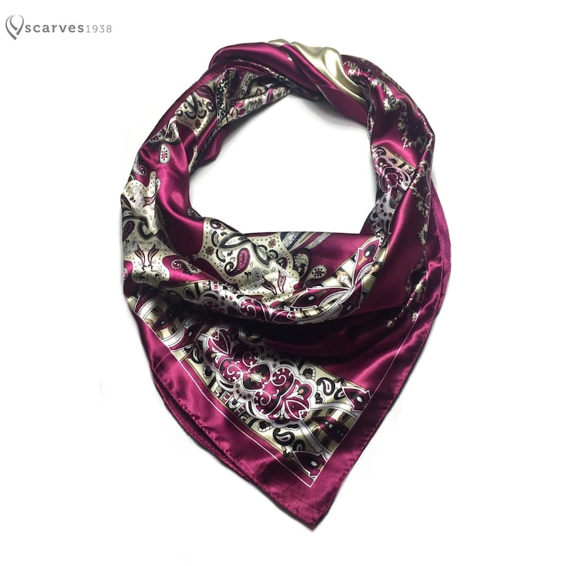 One of the best selection of satin square scarfs. Elegantly colorful design, light and comfortably soft.

MATERIAL – 100% high quality polyester. Silky, soft, smooth and shiny.free from irritation or itching,ensuring ultra-comfort and security.