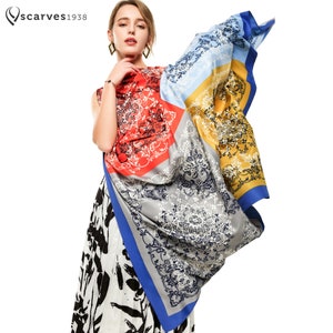 Tribal Mandala Tassel Schal Quadratisch Schal Oversized Schal Festival Schal Sommer Schal Floral Schal Geschenk für Sie Bandana Print Schal