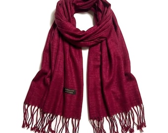 Handmade Burgundy Raw Thai Silk Scarf: Soft Touch Spring Accessory