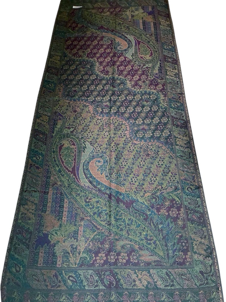 Green/Deep Aubergine pashmina Scarf gift idea shawl festival scarf green woman scarf scarves1938 Rave scarf hippie scarf bohemian scarf warm image 12