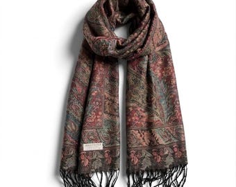 Handwoven Pashmina Scarf: Colorful Paisley Floral Shawl Tapestry Ethnic Paisley flowers Bridesmaids Gifts Shawl