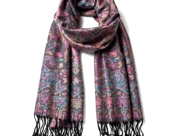 Bohemian Floral Pashmina Scarf – Versatile Unisex Shawl and Wrap - Handwoven Boho Scarf for Women - Unique Floral Festival Gift