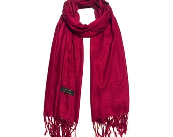 Burgundy Raw Thai silk Scarf Gift for her woman&#39;s scarf Soft touch unisex Spring scarf Handmade scarf Foulard elegant man&#39;s scarf Wine Red
