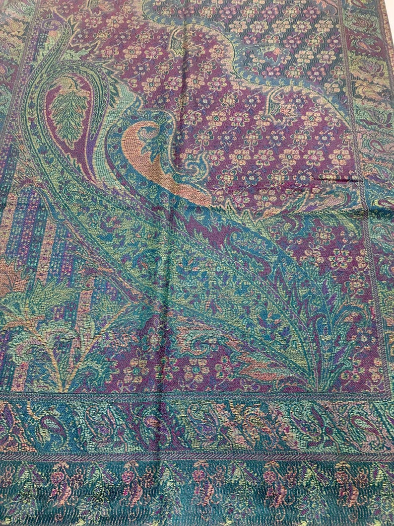 Green/Deep Aubergine pashmina Scarf gift idea shawl festival scarf green woman scarf scarves1938 Rave scarf hippie scarf bohemian scarf warm image 8