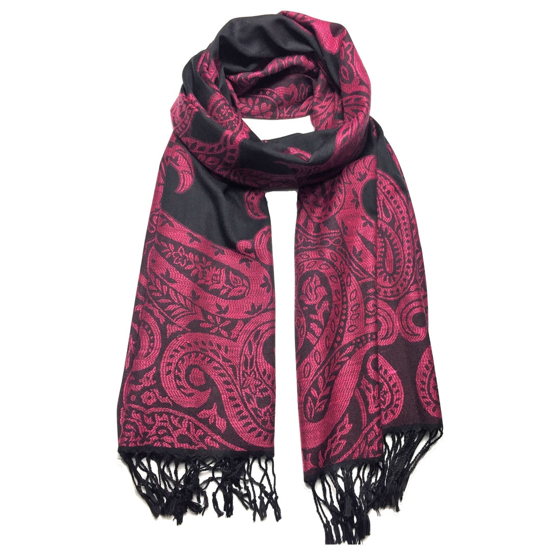 Pink and Black Paisley Scarf Boho Festival Hippie Fashion Clothing Hair ...