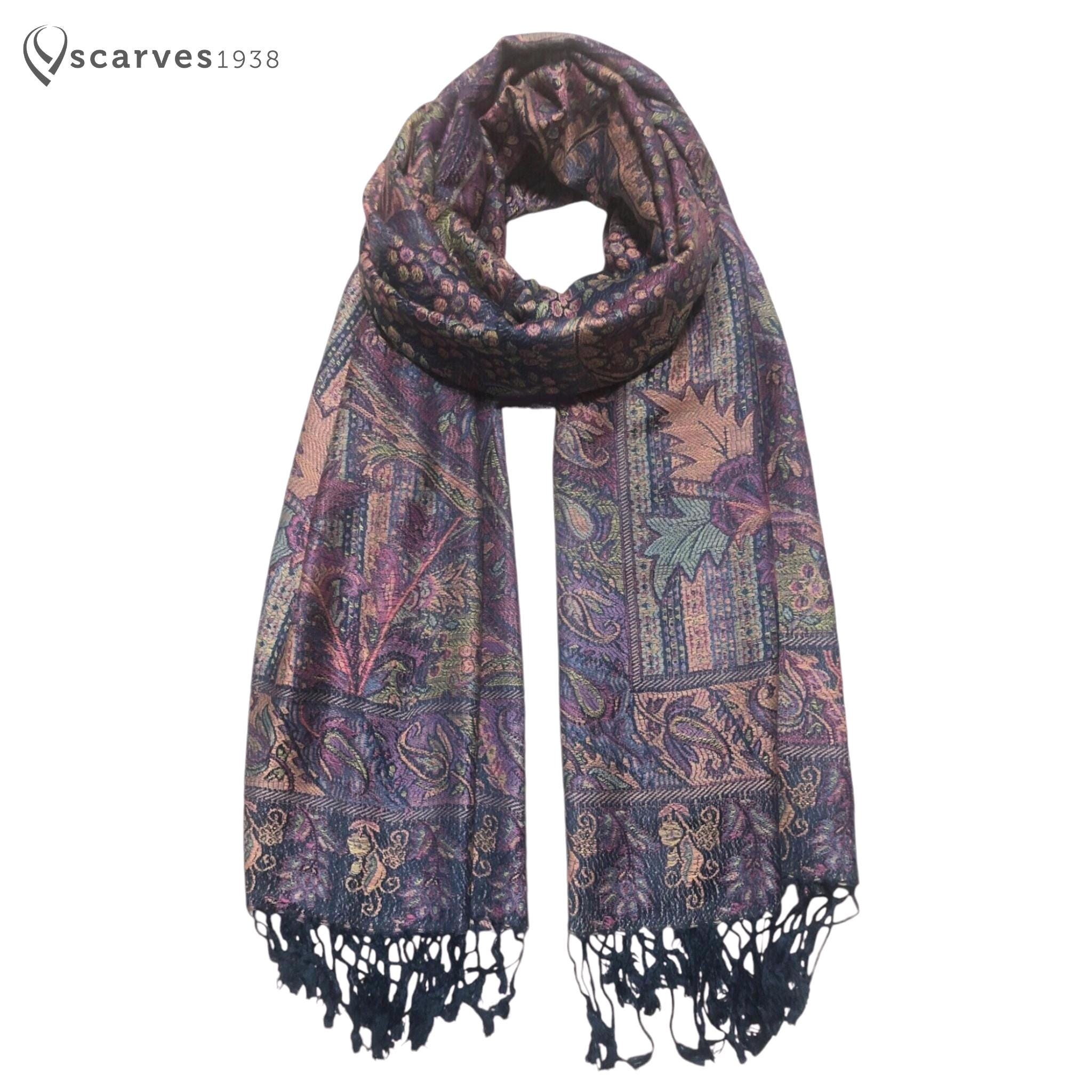 Sciarpa Donna Pashmina 100% Cashmere Paisley Scialle Stola - Foto 8