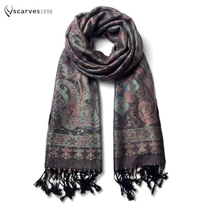Paisley Print Pashmina Scarf | Elegant Bohemian Shawl | Tribal Style Head Wrap | Versatile Festival Accessory | Unique Gift for Her